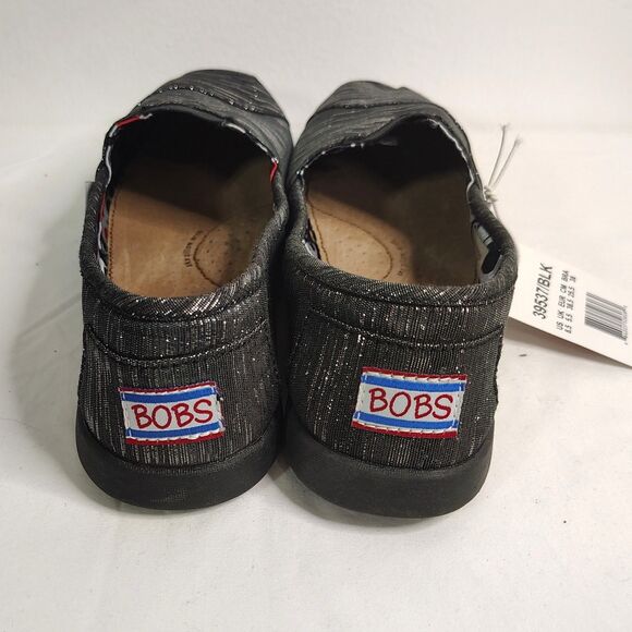 NEW! Skechers BOBS Sparkly Slip-On Flat Shoes Sz 8.5 Women's Black Silver - Picture 4 of 9